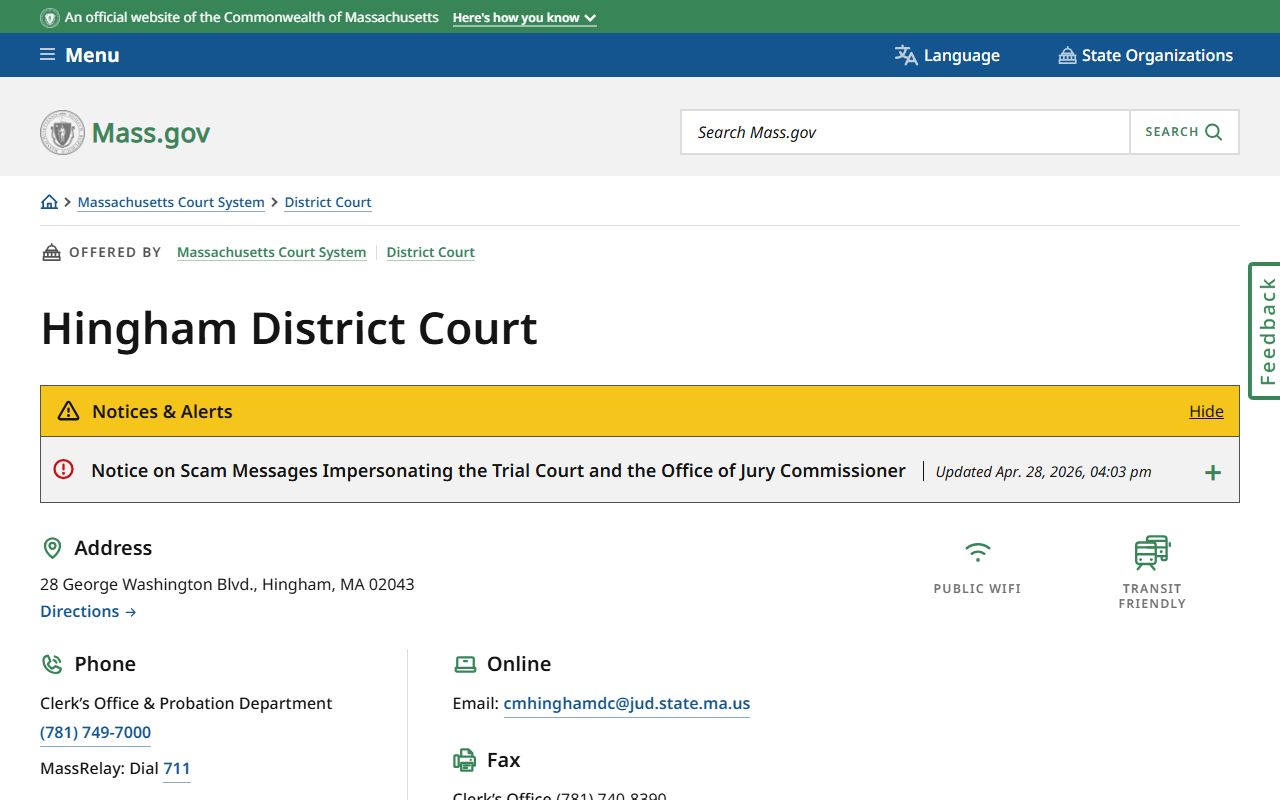 Hingham District Court for Plymouth County Superior Court overview