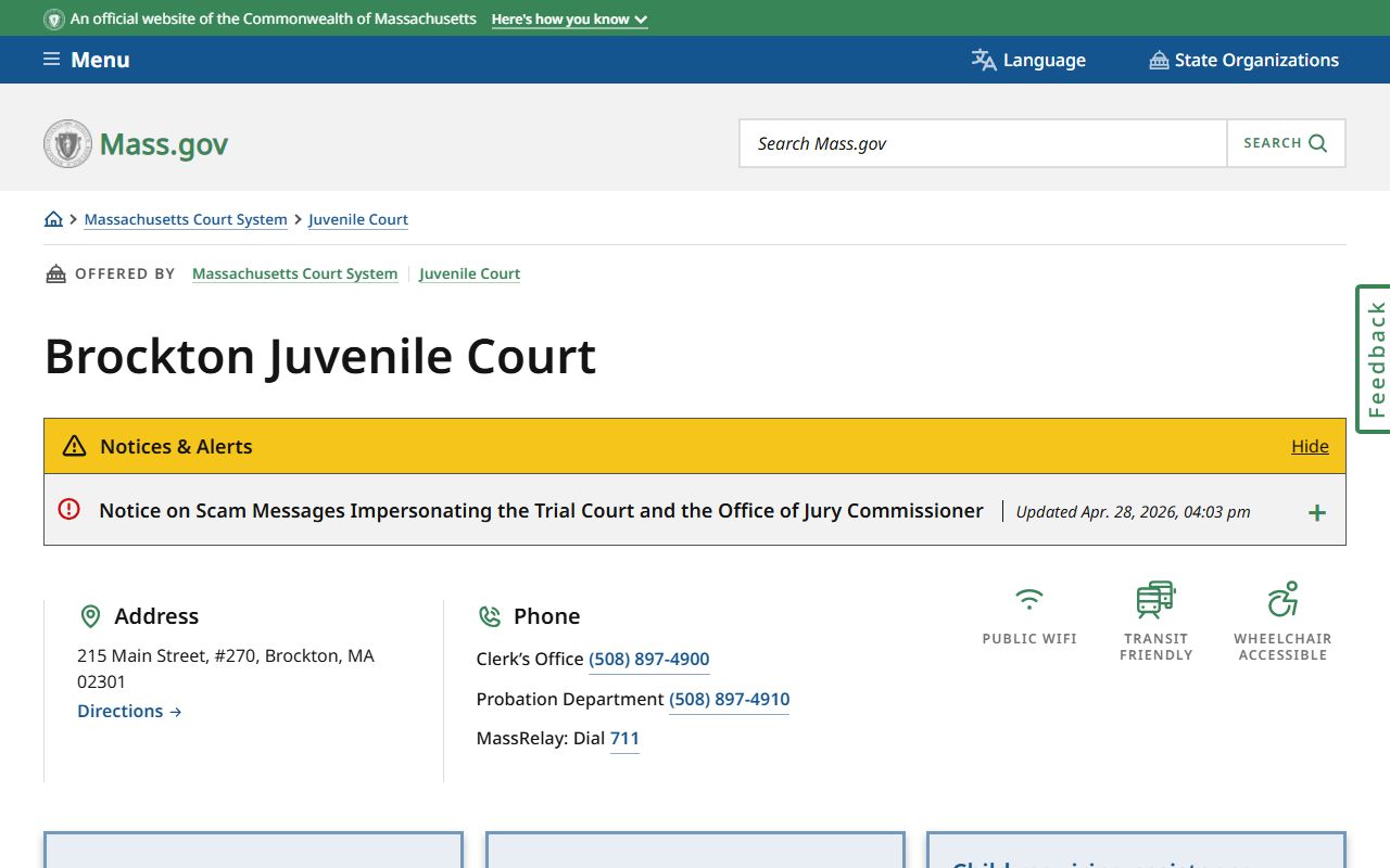 Brockton Juvenile Court for Plymouth County juvenile records