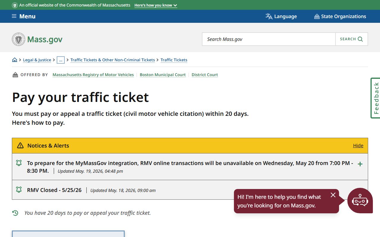 Pay your traffic ticket portal for Plymouth County traffic court records