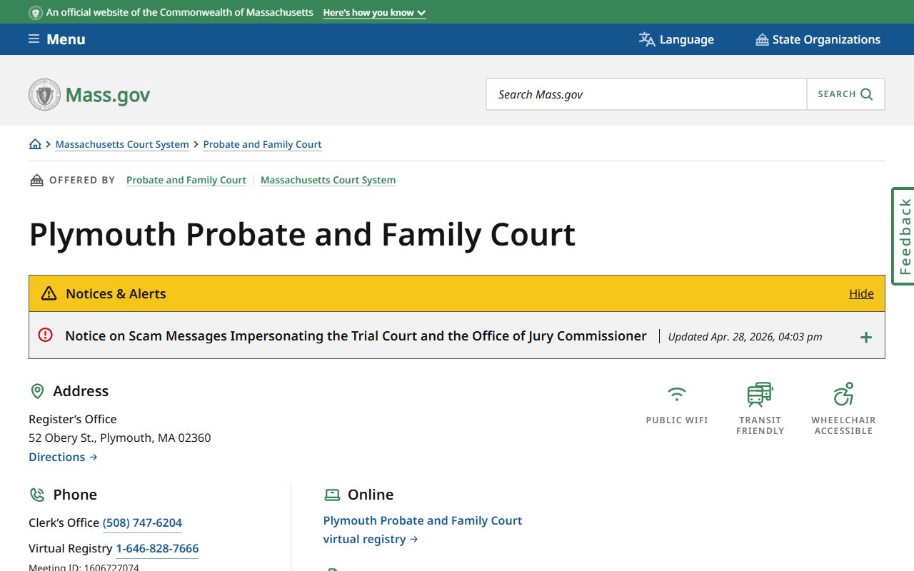 Plymouth Probate and Family Court for Plymouth County probate records