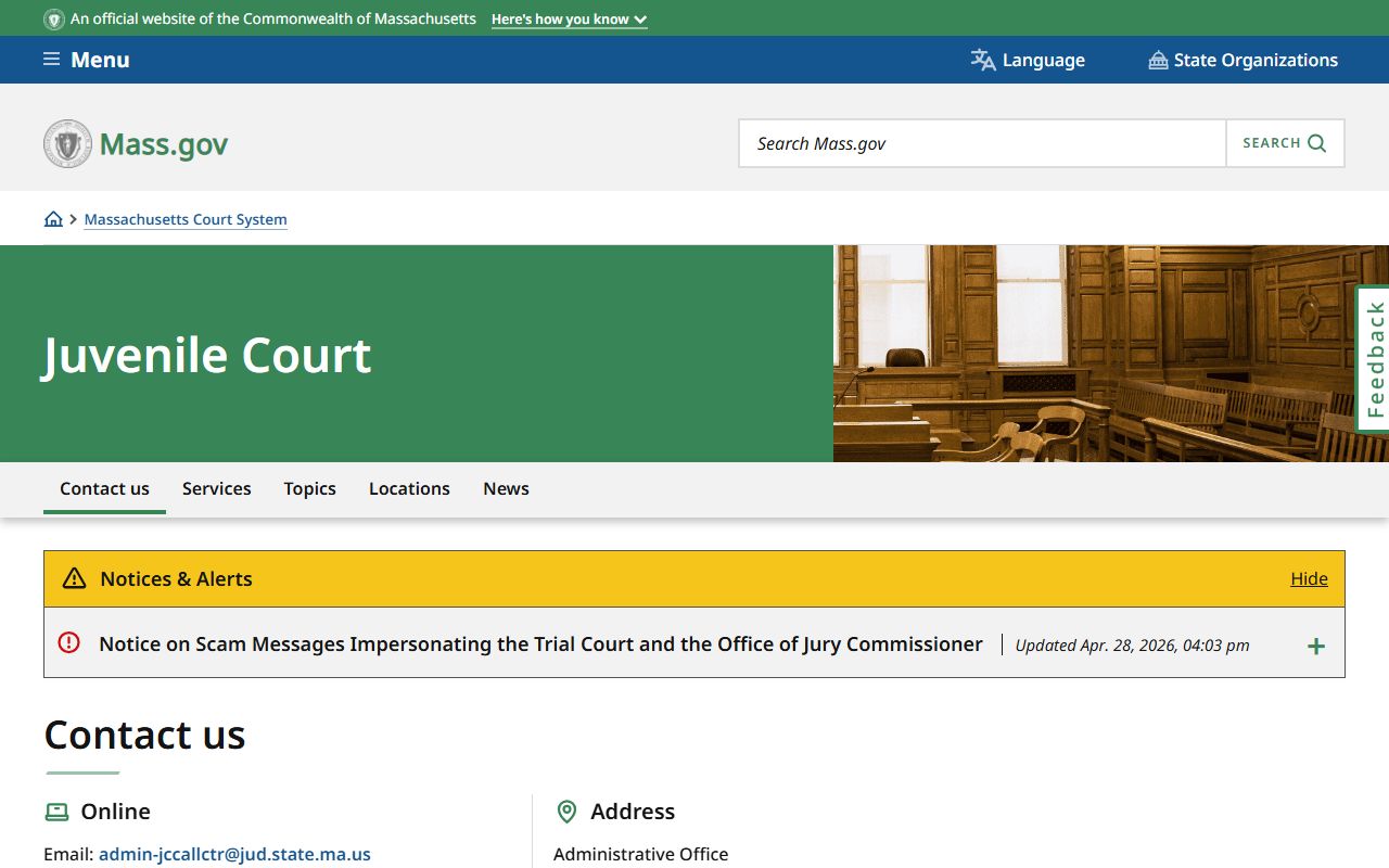 Massachusetts Juvenile Court department for Plymouth County juvenile records
