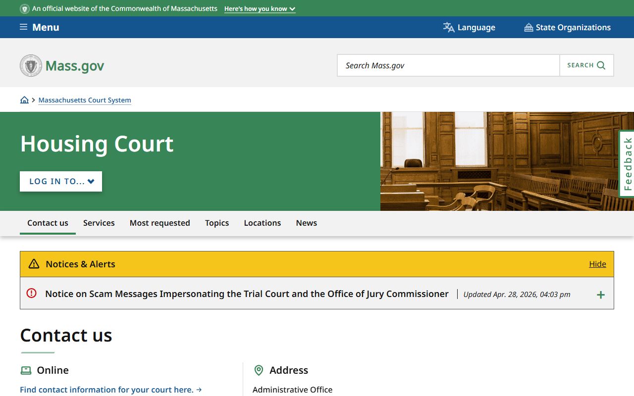 Massachusetts Housing Court department for Plymouth County housing records